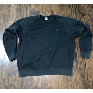 Nike Men's XL Black Crew Neck Long Sleeve Fleece Cotton Pullover Sweatshirt Logo